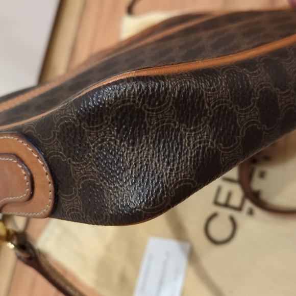 Celine Vintage Macadam Dark Crossbody Purse With Dust Bag Callouts - Picture 13 of 17